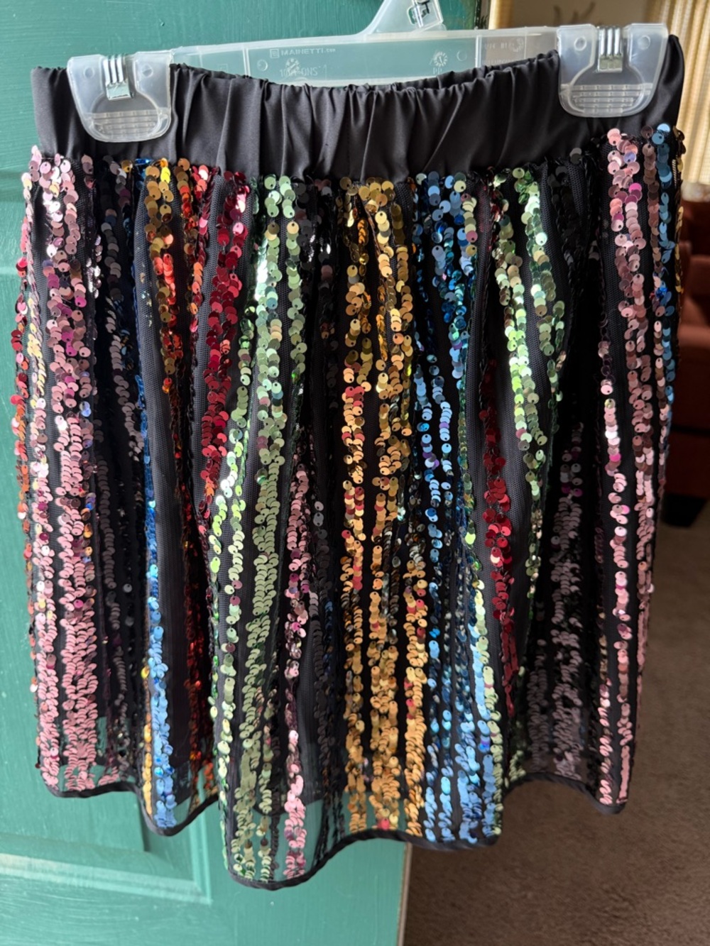 Sequin Stripe Party Skirt - Black Multi girls size 10